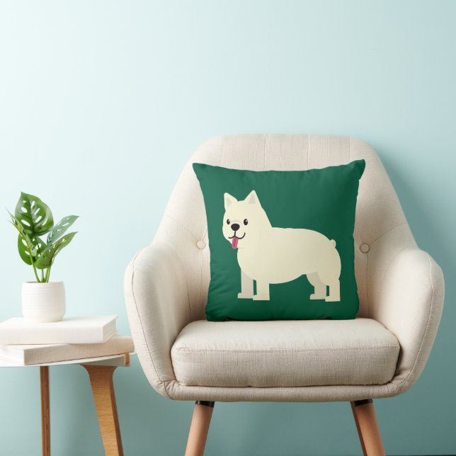 Frenchie Liefhebber Groen Kussen (Stoel)