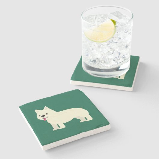 Frenchie Liefhebber Groen Stenen Onderzetter (Zijkant)