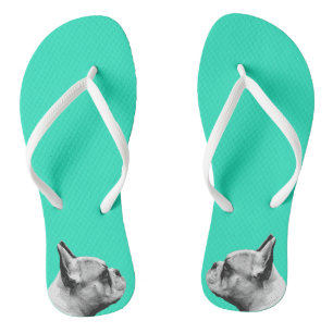 Frenchie Love   Aqua Colour Teenslippers