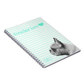 Frenchie Love | Gepersonaliseerde Aqua Notitieboek (Rechterzijde)