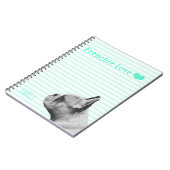Frenchie Love | Gepersonaliseerde Aqua Notitieboek (Linkerzijde)