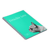 Frenchie Love | Gepersonaliseerde Aqua Notitieboek (Rechterzijde)