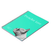 Frenchie Love | Gepersonaliseerde Aqua Notitieboek (Linkerzijde)