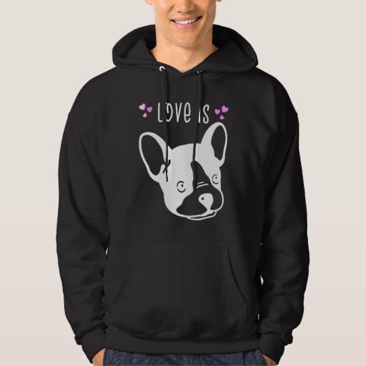 Frenchie Love is een Franse Bulldog Schattige Love Hoodie (Voorkant)