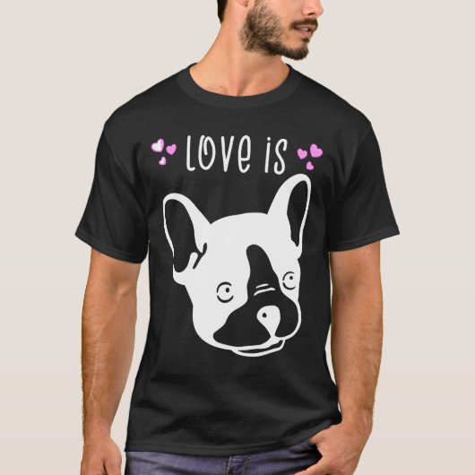 Frenchie Love is een Franse Bulldog Schattige Love T-shirt (Voorkant)