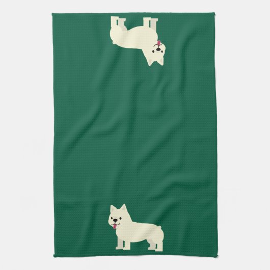 Frenchie Lover Green Theedoek (Verticaal)