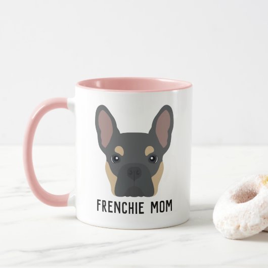 Frenchie Ma Blue en Tan French Bulldog Mok (Met donut)