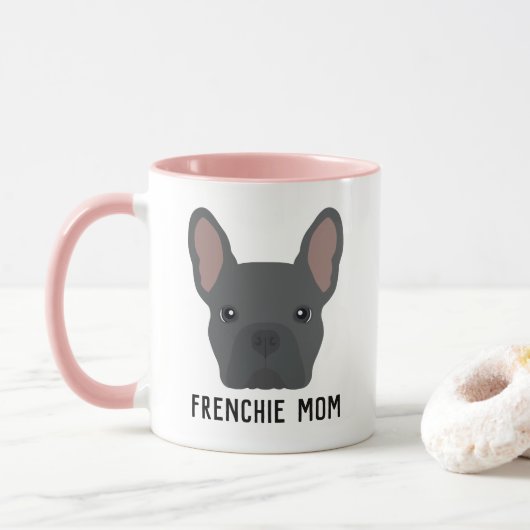 Frenchie Ma Blue French Bulldog Mok (Met donut)