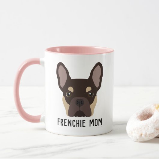 Frenchie Ma Brown en Tan French Bulldog Mok (Met donut)