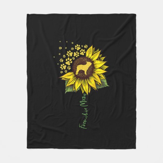 Frenchie Ma Sunflower French Bulldog Lover Gift Fleece Deken (Voorkant)