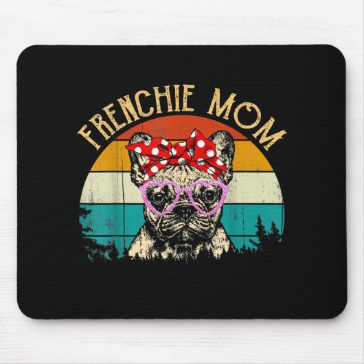 Frenchie mam Gift Retro Style Bulldog Muismat (Voorkant)