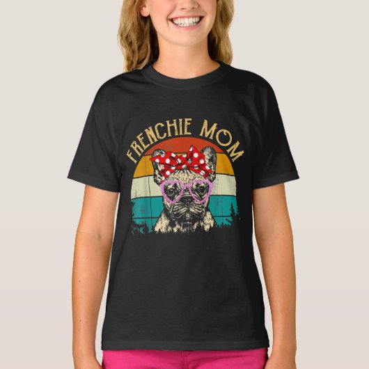 Frenchie mam Gift  Retro Style Bulldog T-shirt (Voorkant)