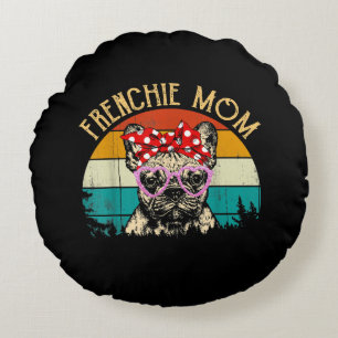 Frenchie mam Gift Retro Style Franse Bulld Rond Kussen