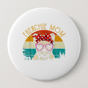 Frenchie mam Lover Gift  Retro Style Ronde Button 4,0 Cm