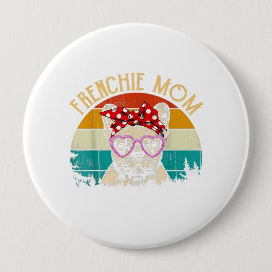 Frenchie mam Lover Gift  Retro Style Ronde Button 4,0 Cm (Voorkant)