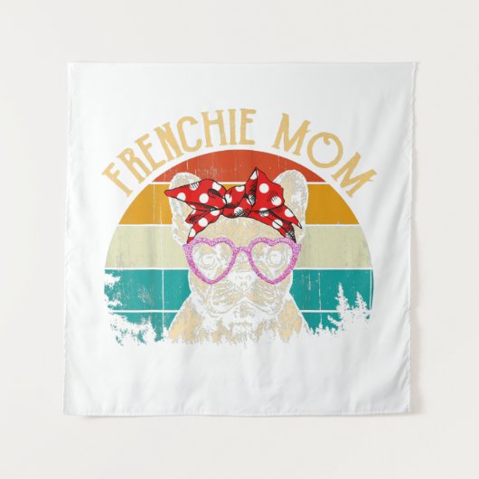 Frenchie mam Lover Gift Retro Style Wandkleed (Voorkant)