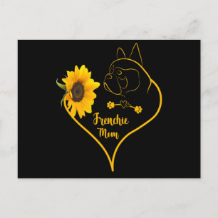 Frenchie mam met zonnebloempjes briefkaart