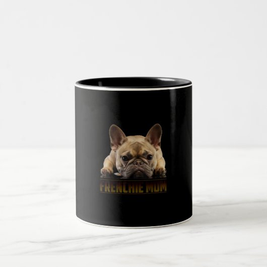 frenchie mama | cadeau van franse stierenhond tweekleurige koffiemok (Center)