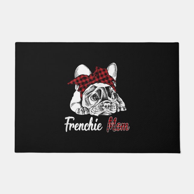 frenchie mama | Franse stierenhond met rood gelid Deurmat (Voorkant)