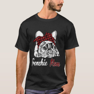 frenchie mama Franse stierenhond met rood gelid T-shirt