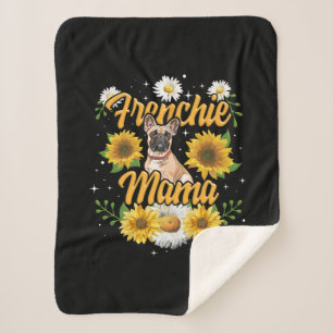 Frenchie Mama French Bulldog Dog Sunflower Sherpa Deken