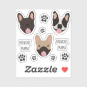 Frenchie Mama French Bulldogs Paw Print Sticker (Vel)