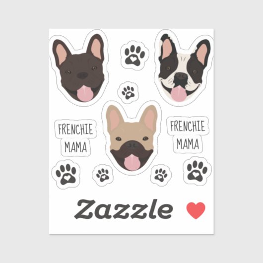 Frenchie Mama French Bulldogs Paw Print Sticker (Vel)