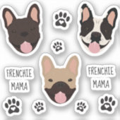 Frenchie Mama French Bulldogs Paw Print Sticker (Voorkant)