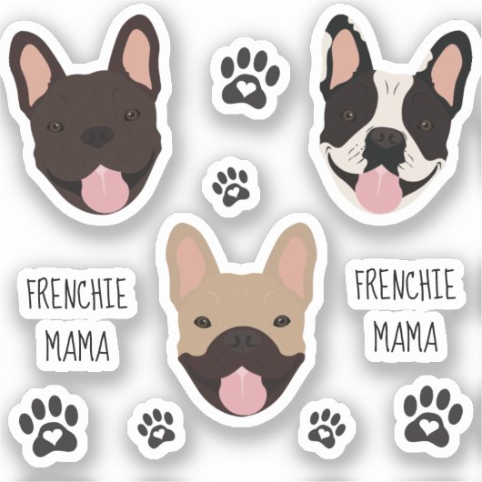 Frenchie Mama French Bulldogs Paw Print Sticker (Voorkant)
