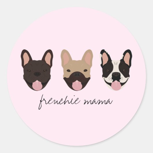 Frenchie Mama French Bulldogs Ronde Sticker (Voorkant)
