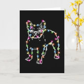 Frenchie Met Kerstverlichting Prettig Kerstfeest Kaart (Gele Bloem)