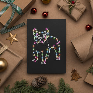 Frenchie met Kerstverlichting Vrolijk Kerstfeest Briefkaart