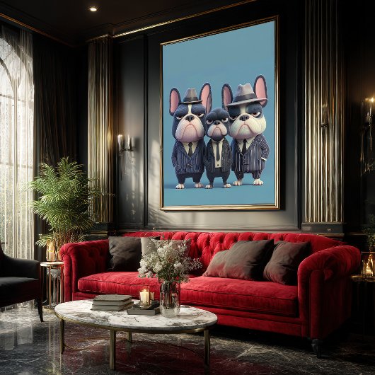 Frenchie Mobsters: Pinstripe Pups Kunst Poster