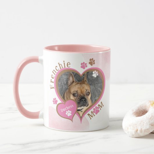 Frenchie Moeder Franse Bulldog Gepersonaliseerde F Mok (Met donut)