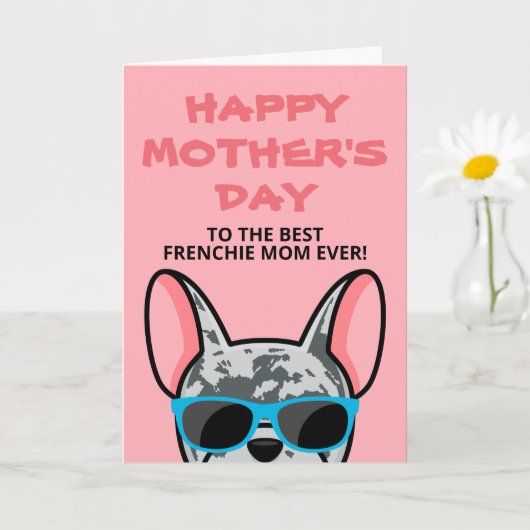 Frenchie Moederdag Blue Merle Franse Bulldog Kaart (Kleine Plant)