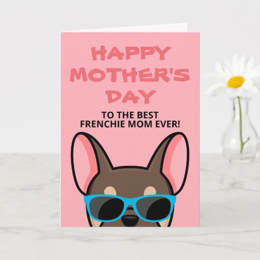 Frenchie Moederdag Bruine Tan Franse Bulldog Kaart (Kleine Plant)