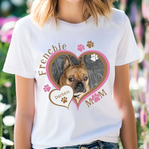 Frenchie Mom Bulldog Aangepaste foto gepersonalise T-shirt