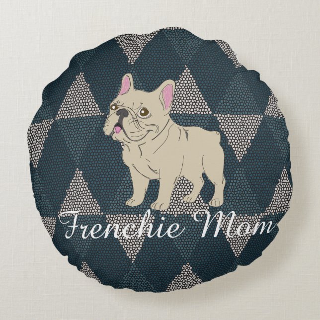 Frenchie Mom Rond Kussen (Achterkant)