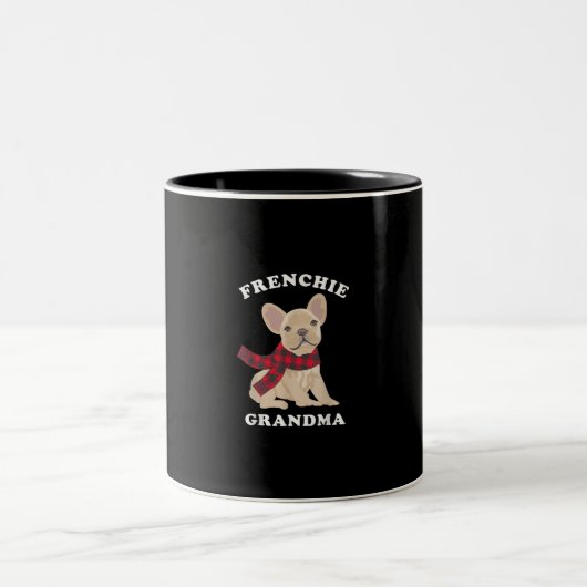 frenchie oma gift | franse kerstcadeau voor bulldo tweekleurige koffiemok (Center)