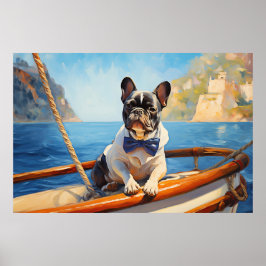 Frenchie op de boot poster