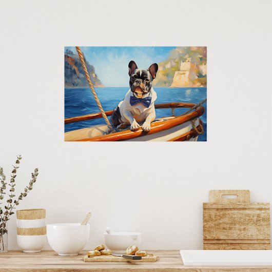 Frenchie op de boot poster (Keuken)