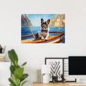 Frenchie op de boot poster (Thuiskantoor)