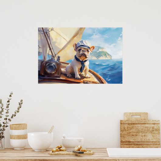 Frenchie op de boot poster (Keuken)