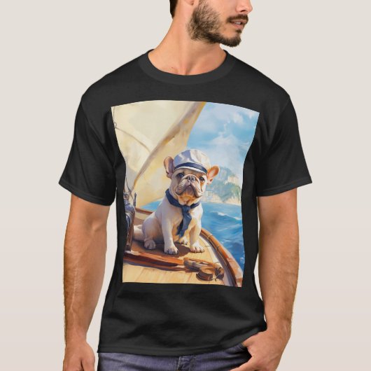 Frenchie op een jacht t-shirt (Voorkant)