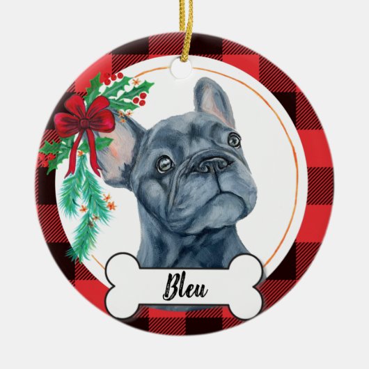 Frenchie Ornament, Franse hond Keramisch Ornament (Voorkant)