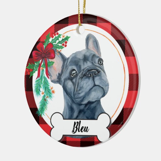 Frenchie Ornament, Franse hond Keramisch Ornament (Links)