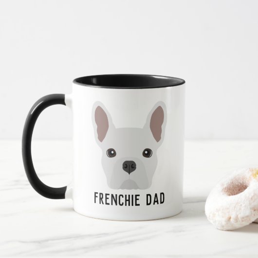 Frenchie Pap White Bulldog Mok (Met donut)