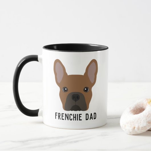 Frenchie Papa Rode Reu Franse Bulldog Mok (Met donut)