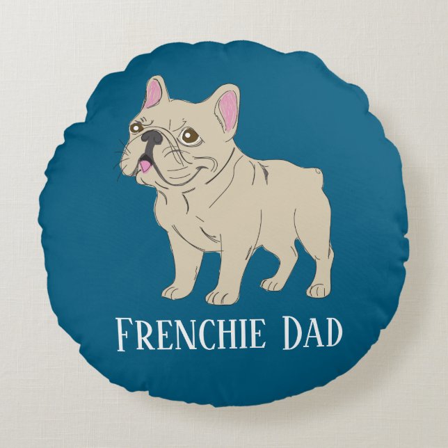 Frenchie papa rond kussen (Voorkant)