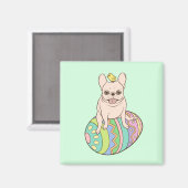 Frenchie & Pasen Chick op Kleurrijke Paasei Magneet (Voorkant / Achterkant)